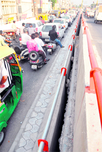 Just a few minutes after the up-ramp was inaugurated, serpentine queues could be seen in Ludhiana on Monday.