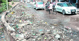 Garbage lies on a road in Patiala.