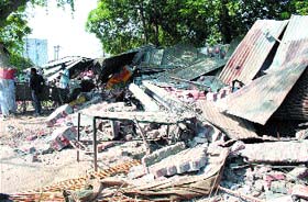 The demolished shops in Sakatri Bagh in Amritsar