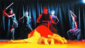 The play Hanarey ton roshani wal being staged at Virsa Vihar as part of three-day theatre festival in Amritsar