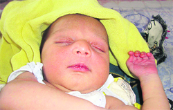 The newly born baby girl who was found abandoned in a cradle of an ashram at Padiala village in Kharar.