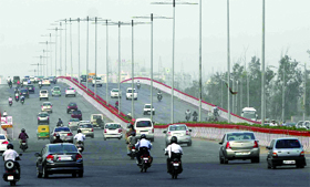 The Gazipur flyover and underpass open to the public in New Delhi on Tuesday.