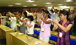 Volunteers at a training session.
