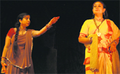 A scene from the play, Yayati, staged at Town Hall in Dehradun