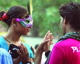 Gays celebrate the first anniversary of a courts ruling decriminalising gay sex in New Delhi