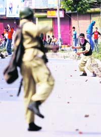 Such scenes where security personnel are under attack from stone-pelters are common in the valley
