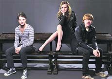 (L-R) Daniel Radcliffe, Emma Watson and Rupert Grint