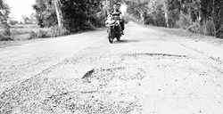 Potholes on the Chandigarh-Mullanpur-Siswan road. 