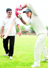 A players practises during a camp at MGM Public School, Dugri, 