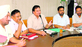 SL Lotey, assistant director, addresses mediapersons in Ludhiana on Saturday
