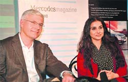 Bollywood actor Vidya Balan(R) and Dr Wilfried Aulbur at the launch of 