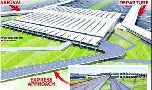 A sketch of Terminal 3 at IGI Airport