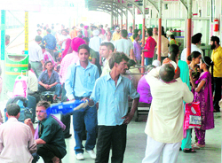 Passengers stranded at Phagwara railway station after train services were hit following a snag in the Shatabdi Express near Kartarpur on Saturday