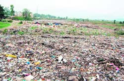 A trenching ground at Sahastradhara where garbage from Dehradun is dumped.
