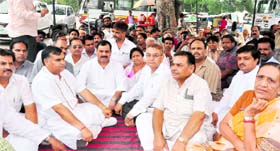 Opposition in the Uttarakhand Assembly Harak Singh Rawat stage an agitation in Haridwar on Sunday