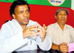 State Samajwadi Party chief Vinod Barthwal,