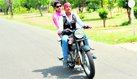 Kirandeep Kaur, along with her friend, rides from Mullanpur to Ludhiana.