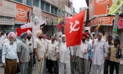 CPI workers staging a demonstration