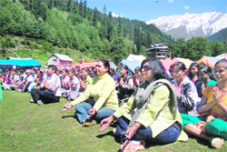 An adventure-cum-sports camp, organised by the UT education department, in progress at Manali.