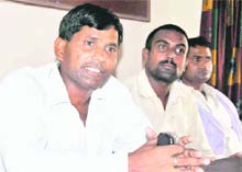 Janata Dal United Uttarakhand party chief Surendra Chauhan addresses mediapersons in Haridwar on Sunday. 