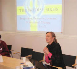 Kristina Myrvold speaking at a conference held at the Centre for Theology and Religious Studies, Lund University, Sweden