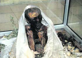 The mummy of a monk at Gue village in Spiti valley