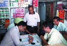 A Health Department team raids Himalaya Trading Centre in Katra Sher Singh area in Amritsar on Tuesday.