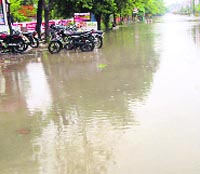 Kaithals busiest road outside the PWD Rest House that remained waterlogged on Tuesday after heavy showers.
