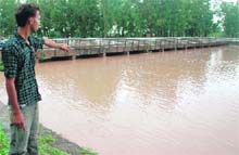 The flooded Ghaggar near Ghanour.