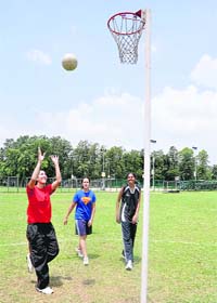 Students during the trials for admission in the sports quota at Panjab University in Chandigarh