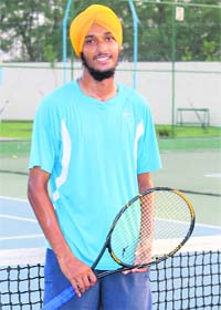 Deepinder Singh in a jubilant mood after winning the semifinal of the AITA Tournament