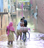 A waterlogged street in Ambalas Model Town. 