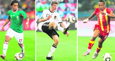  Mexicos Giovani dos Santos, Germany's Thomas Mueller and Ghana's Andre Ayew have been shortlisted for the best young player.