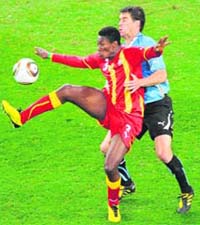 Striker Asamoah Gyan (L) carried the Ghana attack with a lot of flair