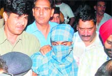 Kashif Ali, a Pakistani spy, being taken for medical examination to a hospital in Chandigarh on Saturday