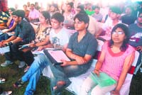Students at counselling for admission to engineering colleges at PEC campus in Chandigarh on Saturday.