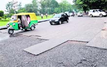 The construction of a rubber road near the cricket stadium roundabout at Sector 16 in Chandigarh is still incomplete.