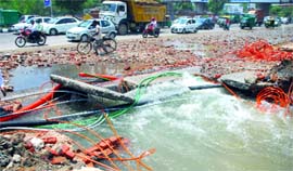 The site of pipeline burst.
