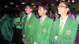 Students from Wynberg Allen School at the award function in Mussoorie on Saturday.