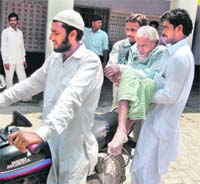 A 90-year-old man being taken to a polling booth to cast his vote in Yamunanagar on Saturday.