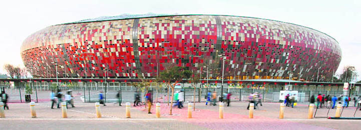 A view of the Soccer City stadium in Soweto, near Johannesburg. Built in 1987, the stadium got a revamped capacity for 1,04,000 football fans