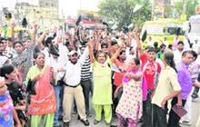 Members of the Valmiki Youth Federation protest at the Bharat Nagar Chowk in Ludhiana