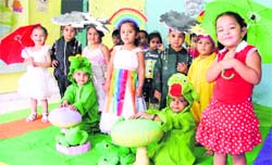 Tiny tots of Lovely Lotus enact a drama in Ludhiana on Monday. 