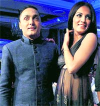 Bollywood stars Rahul Bose and Celina Jaitely during a fashion show in Mumbai on Sunday night