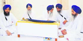 The Sikh high priests hold a meeting at the Akal Takht secretariat in Amritsar