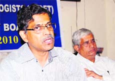 M Narayana Rao, Chairman of the Society of Defence Technologists, addresses a press conference in Dehradun on Thursday. 