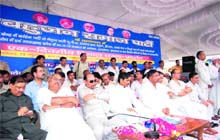 Bahujan Samaj Party leaders on the dais at a rally in Haridwar. 