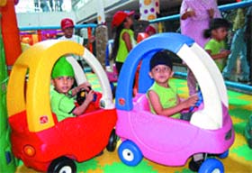 Children enjoy during a function organised at Celebration Mall in Amritsar