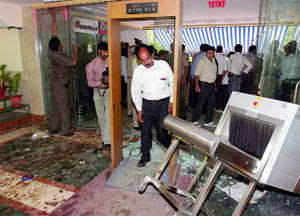 The office of Headlines Today news channel after it was allegedly vandalised by RSS workers in New Delhi on Friday.