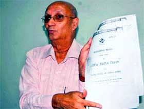 Avdhash Kaushal addresses a press conference in Dehradun on Friday.